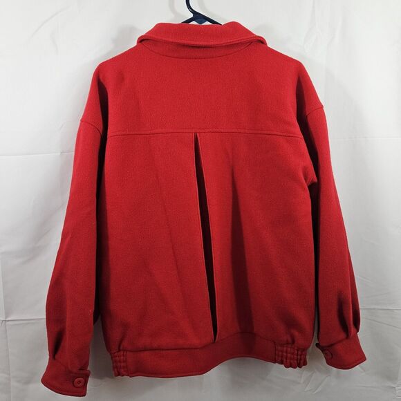 Vtg. WOOLRICH 100% Wool Jacket Lined Full Zip Red Made in USA Women's Medium - Picture 3 of 8